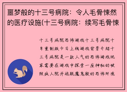 噩梦般的十三号病院：令人毛骨悚然的医疗设施(十三号病院：续写毛骨悚然的医学恐怖故事)